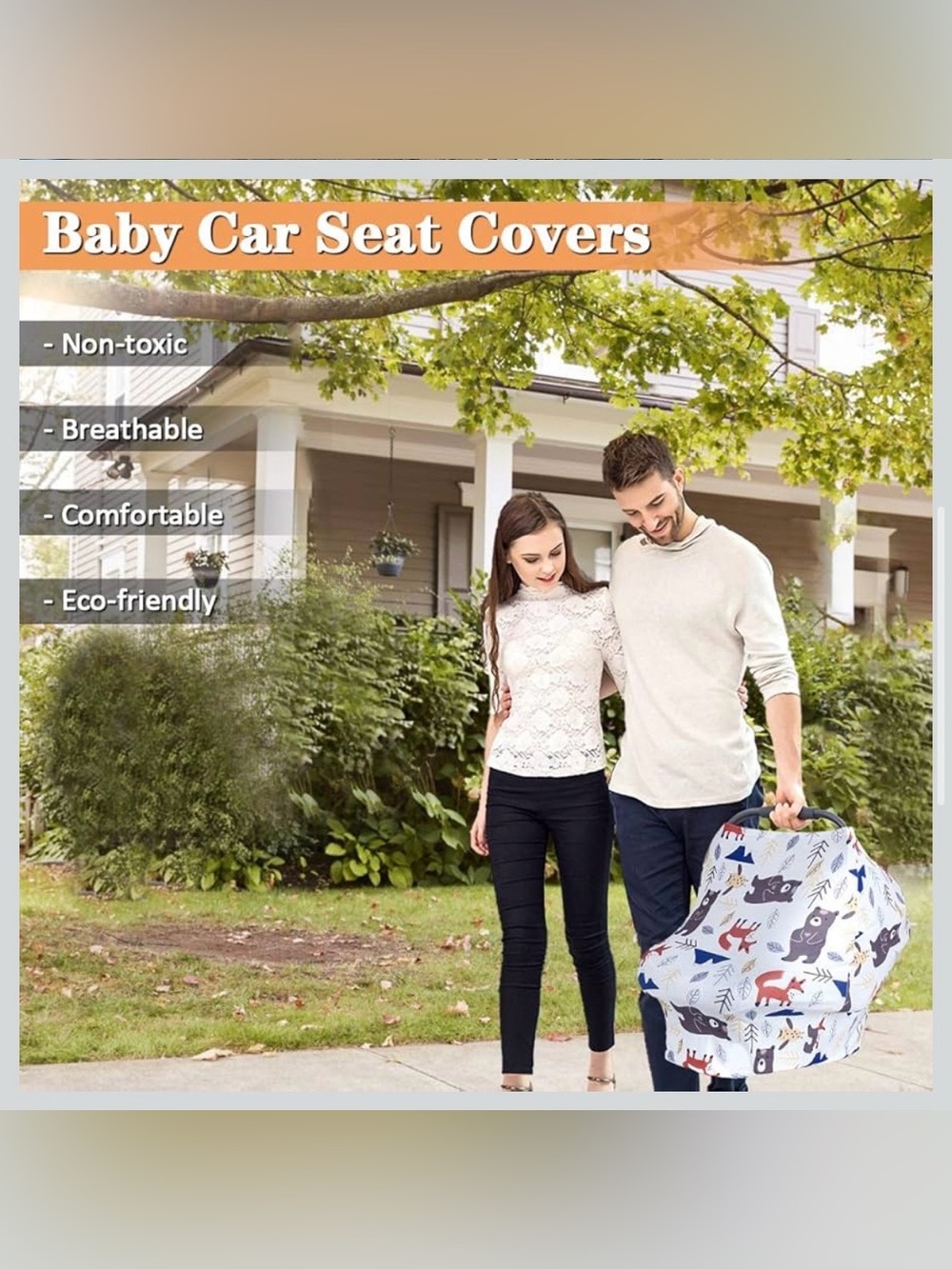Woodland Friends Baby Car Seat Cover - Picture 5 of 10
